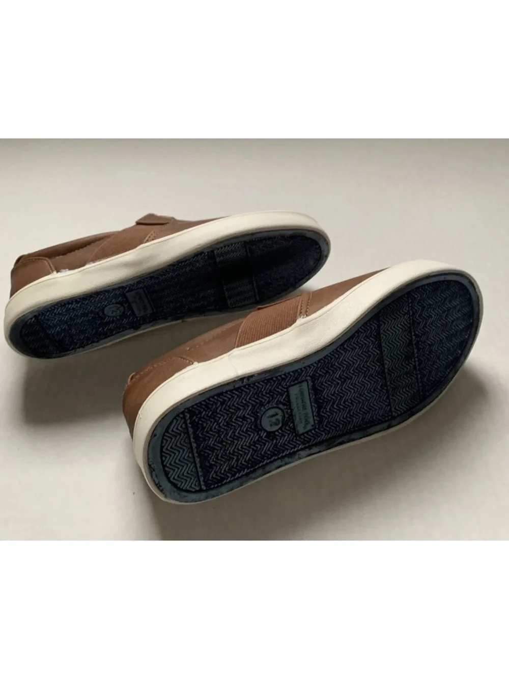 LONDON FOG Boys Sz 13 Brown Bakewell Faux Leather Slip On Casual Shoes